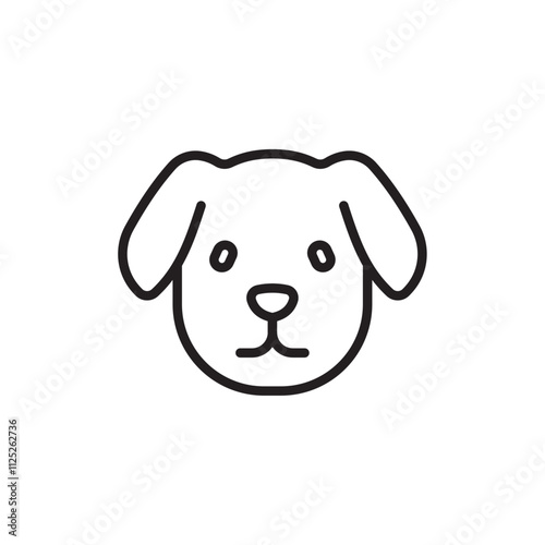 Dog icon Flat art in black and white isolated