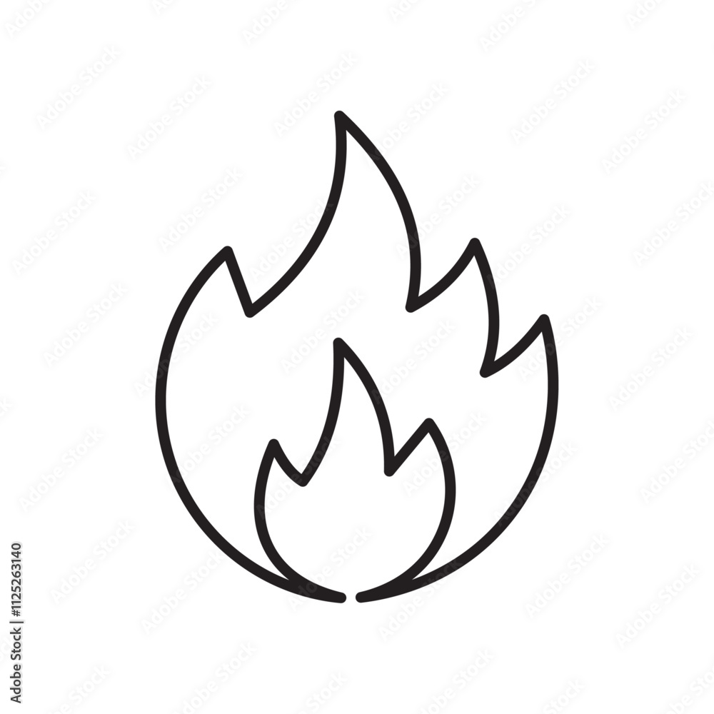 Fire icon Flat art in black and white isolated Fire icon Flat art in black and white isolated