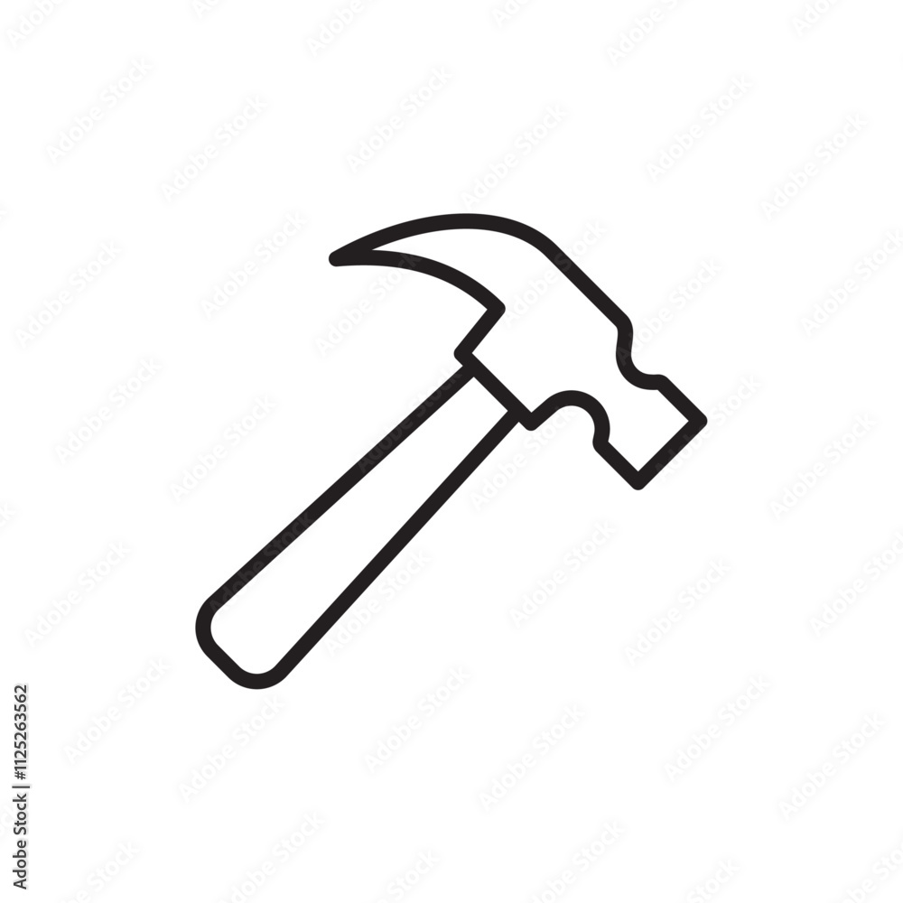 Hammer icon Flat art in black and white isolated Hammer icon Flat art in black and white isolated