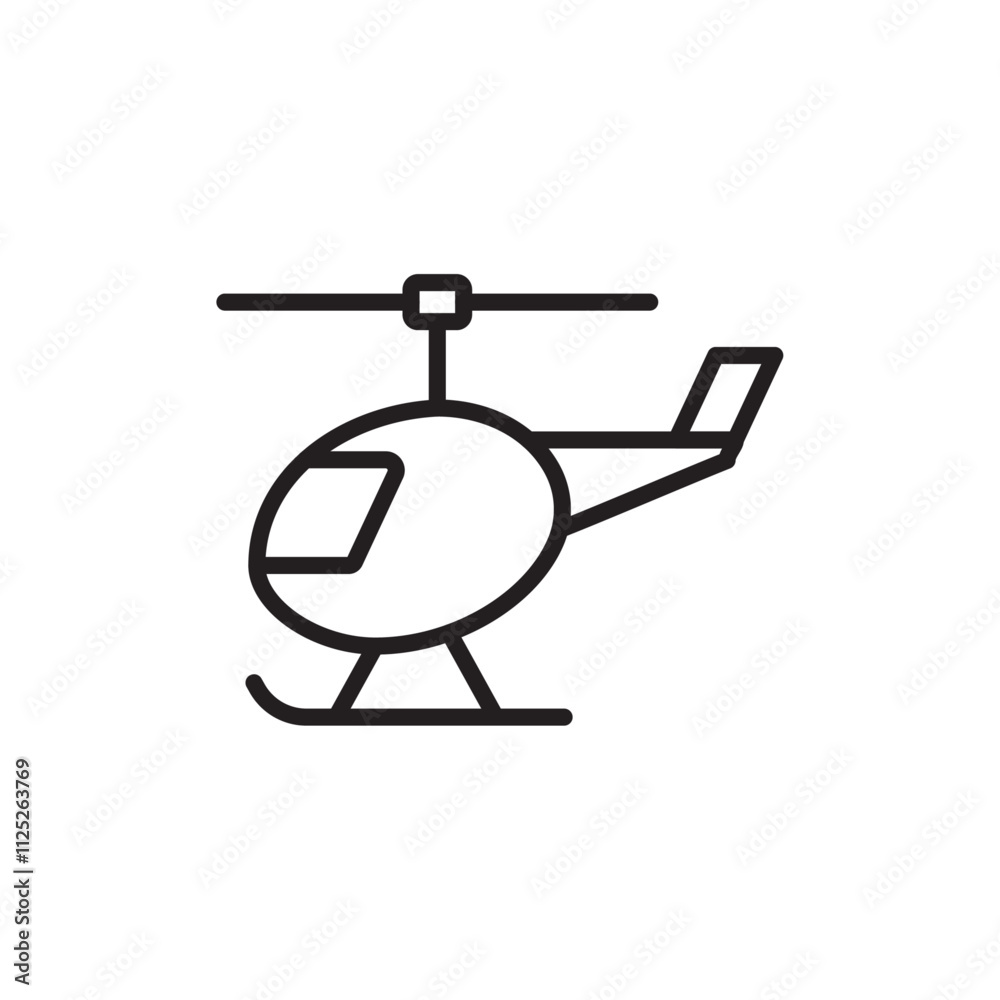 Helicopter icon Flat art in black and white isolated Helicopter icon Flat art in black and white isolated