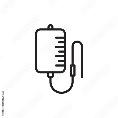 IV bag icon Flat art in black and white isolated