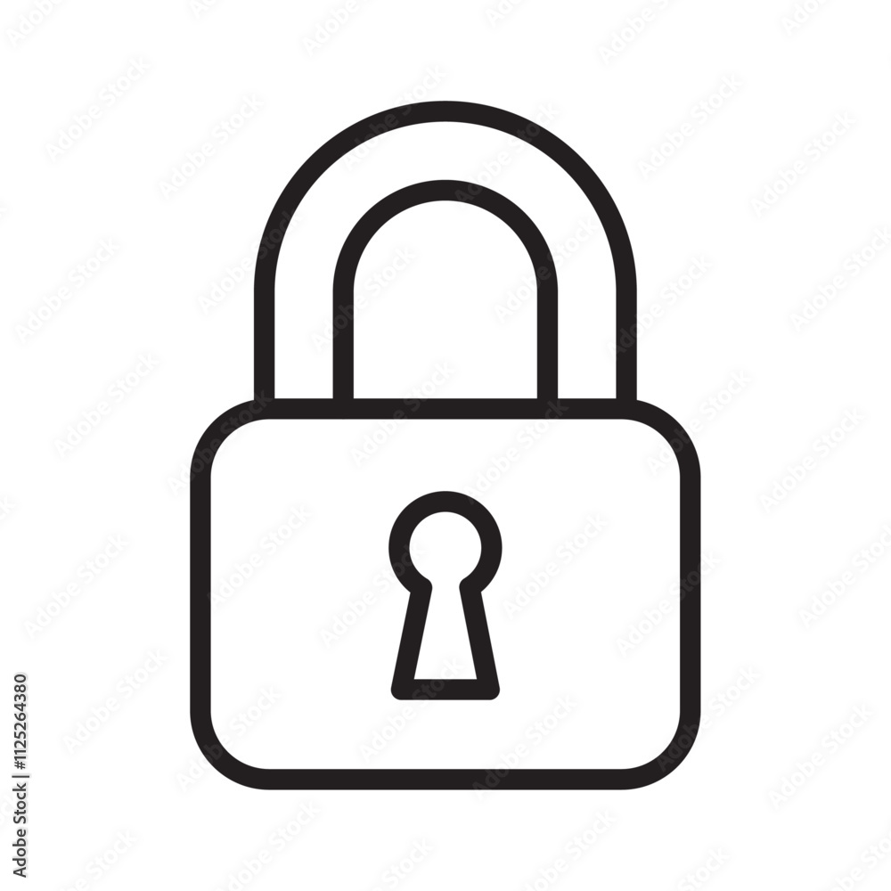 Lock icon Flat art in black and white isolated Lock icon Flat art in black and white isolated