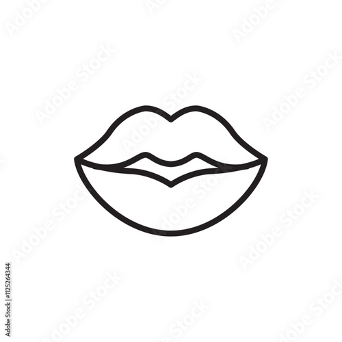 Lips icon Flat art in black and white isolated