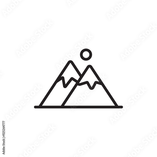 Mountain icon Flat art in black and white isolated