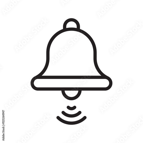 Notification bell icon Flat art in black and white isolated