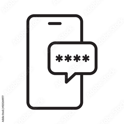 Otp sms password icon Flat art in black and white isolated photo