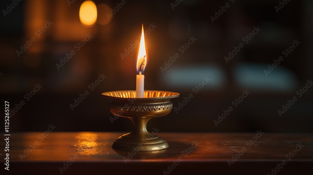 Candle in Brass Holder, Dark Academia Aesthetic. Candle in Brass Holder, Dark Academia Aesthetic.