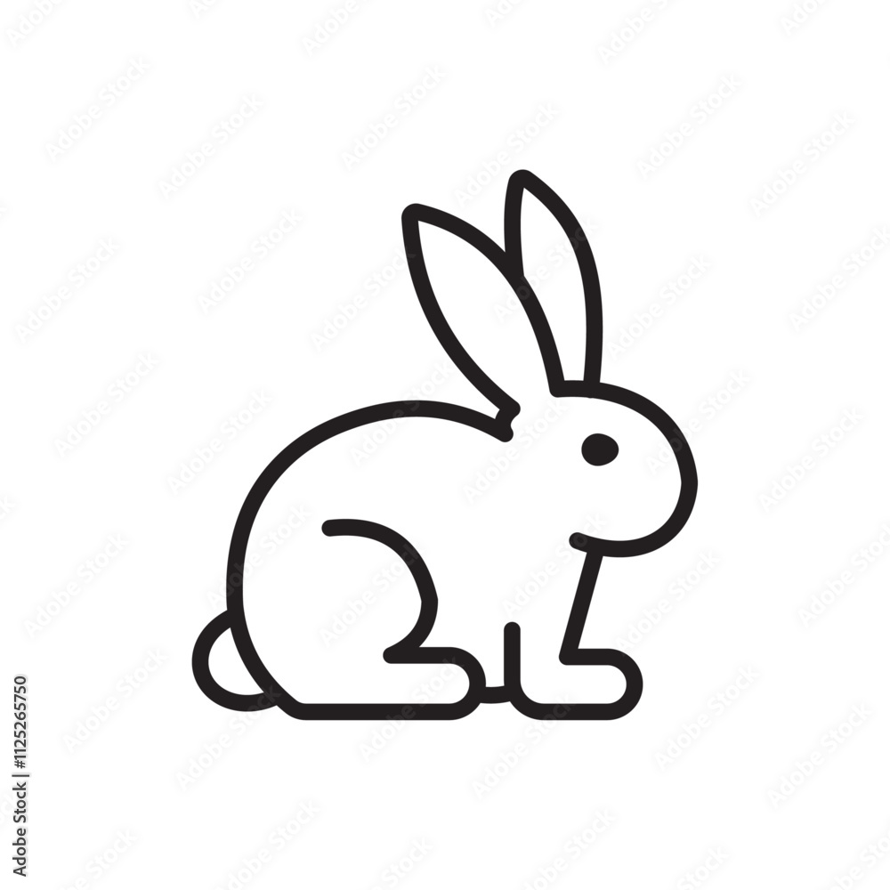 Rabbit icon Flat art in black and white isolated Rabbit icon Flat art in black and white isolated