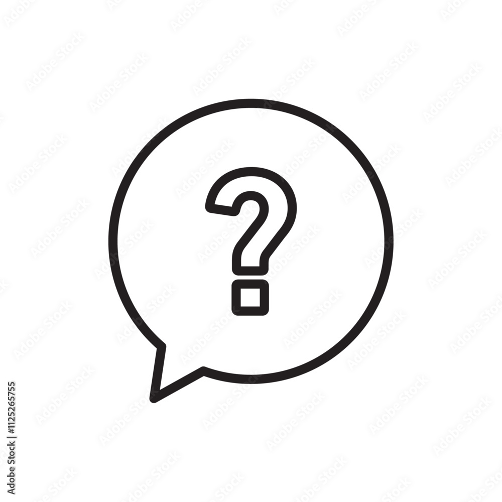 Question mark icon Flat art in black and white isolated Question mark icon Flat art in black and white isolated