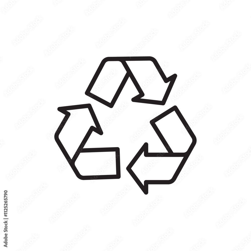 Recycling icon Flat art in black and white isolated Recycling icon Flat art in black and white isolated