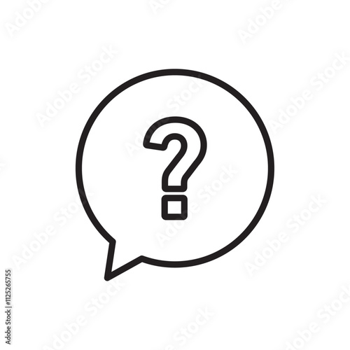 Question mark icon Flat art in black and white isolated