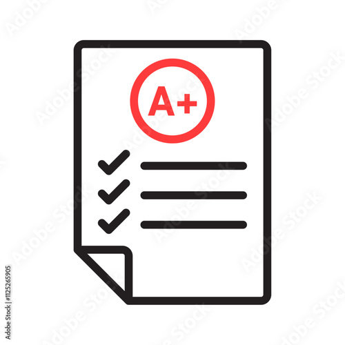 Report card icon Flat art in black and white isolated