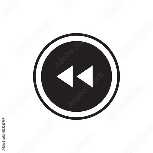 Free Download Rewind button icon Flat art in black and white isolated - GFXLoad