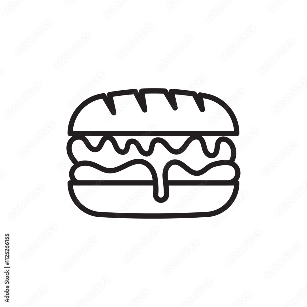 Sandwich icon Flat art in black and white isolated Sandwich icon Flat art in black and white isolated