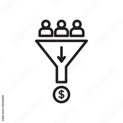 Sales funnel icon Flat art in black and white isolated