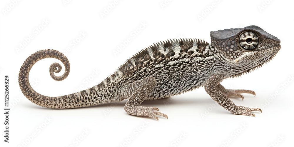 Chameleon on White Background Showing Camouflage Chameleon on White Background Showing Camouflage