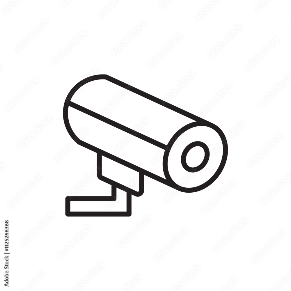Security camera icon Flat art in black and white isolated Security camera icon Flat art in black and white isolated