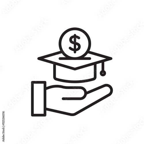 Scholarship fund icon Flat art in black and white isolated