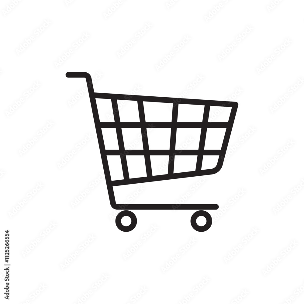 Shopping trolley icon Flat art in black and white isolated Shopping trolley icon Flat art in black and white isolated