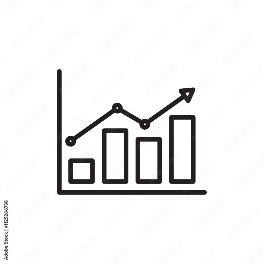 Statistics icon Flat art in black and white isolated