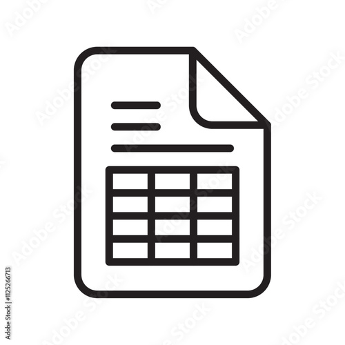 Spreadsheet icon Flat art in black and white isolated