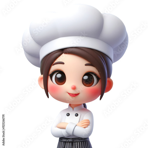 3d rendered of a woman chef on transparent background