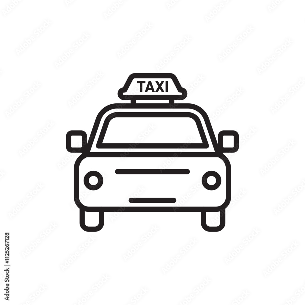 Taxi icon Flat art in black and white isolated Taxi icon Flat art in black and white isolated