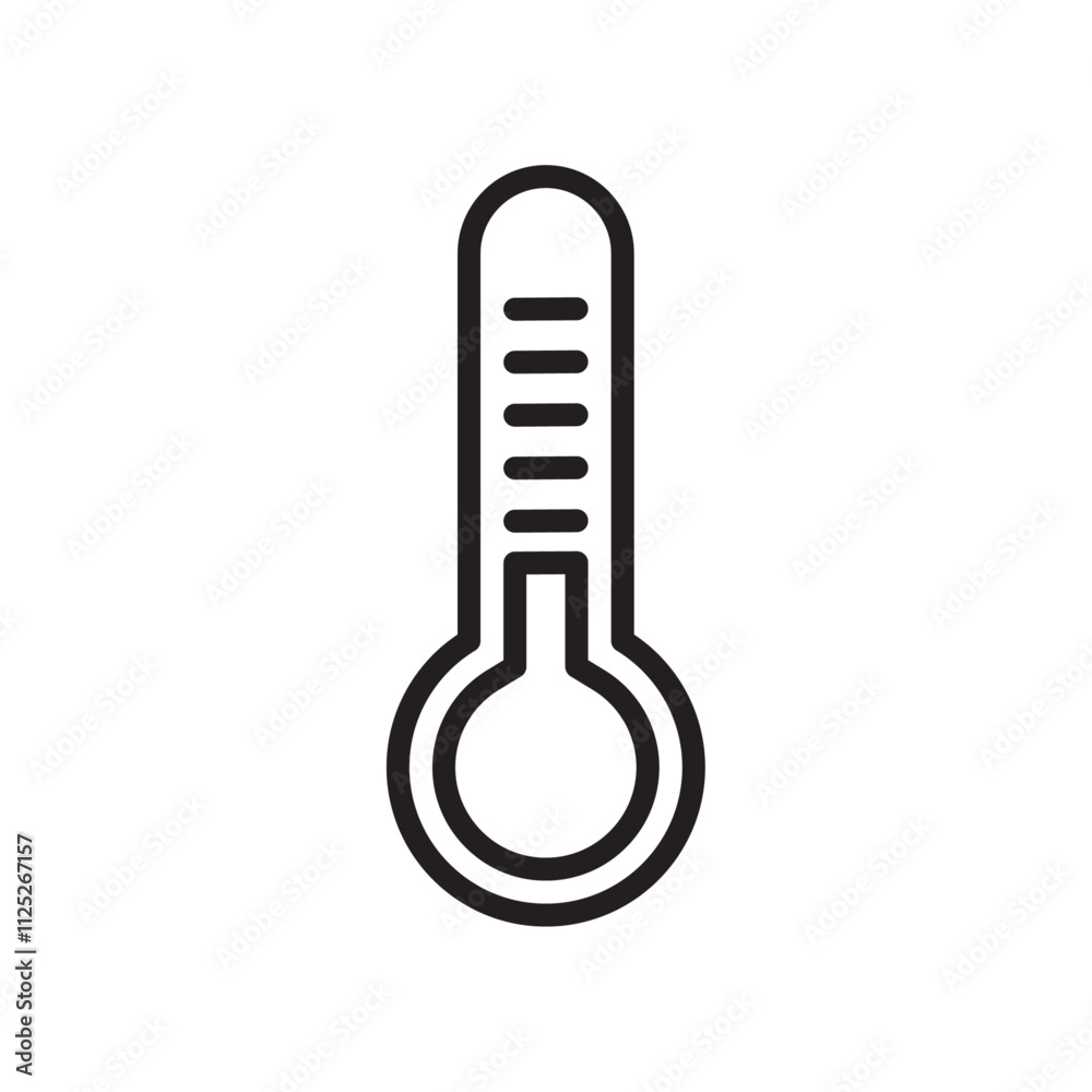 Thermometer icon Flat art in black and white isolated