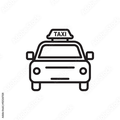 Taxi icon Flat art in black and white isolated