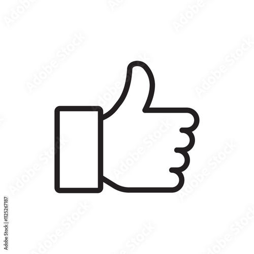 thumbs up icon Flat art in black and white isolated
