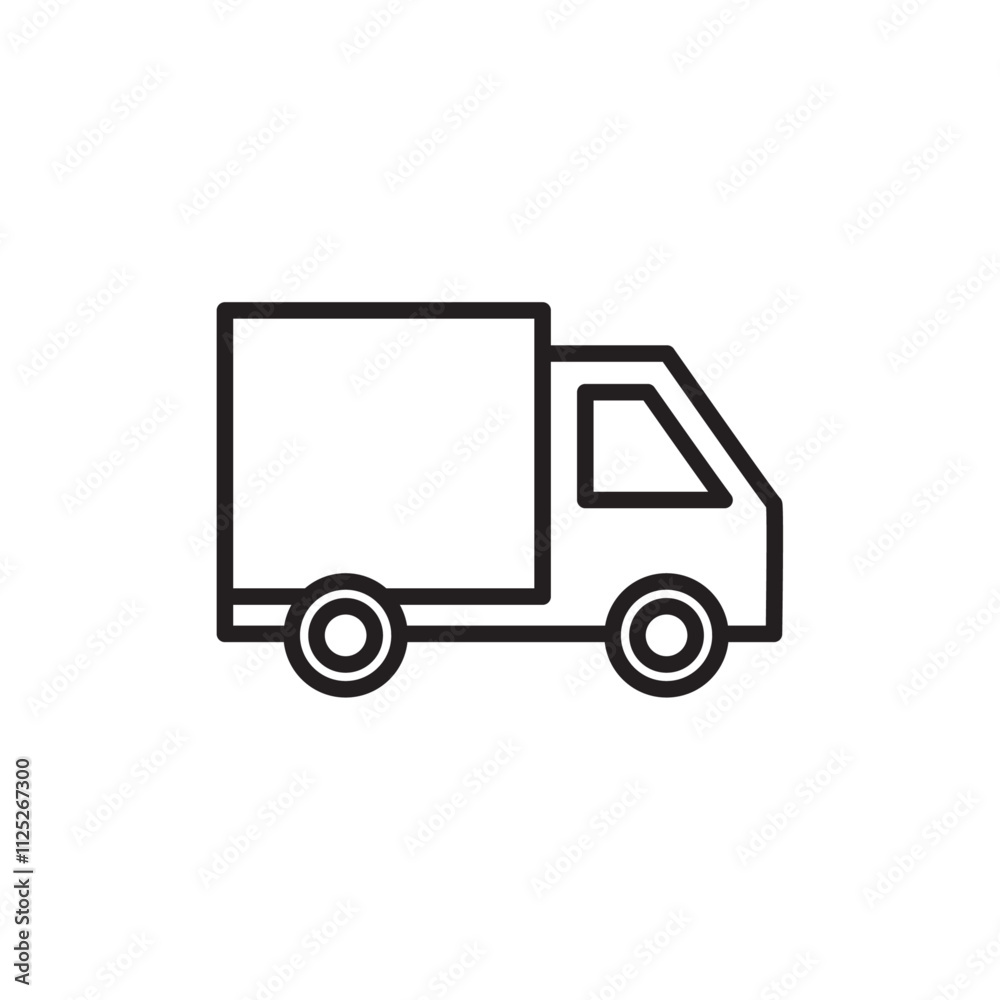 Truck icon Flat art in black and white isolated