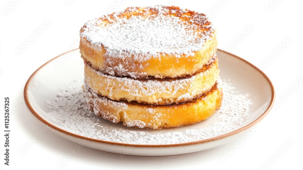 Three Golden Brown French Toasts Dusted With Powdered Sugar Three Golden Brown French Toasts Dusted With Powdered Sugar