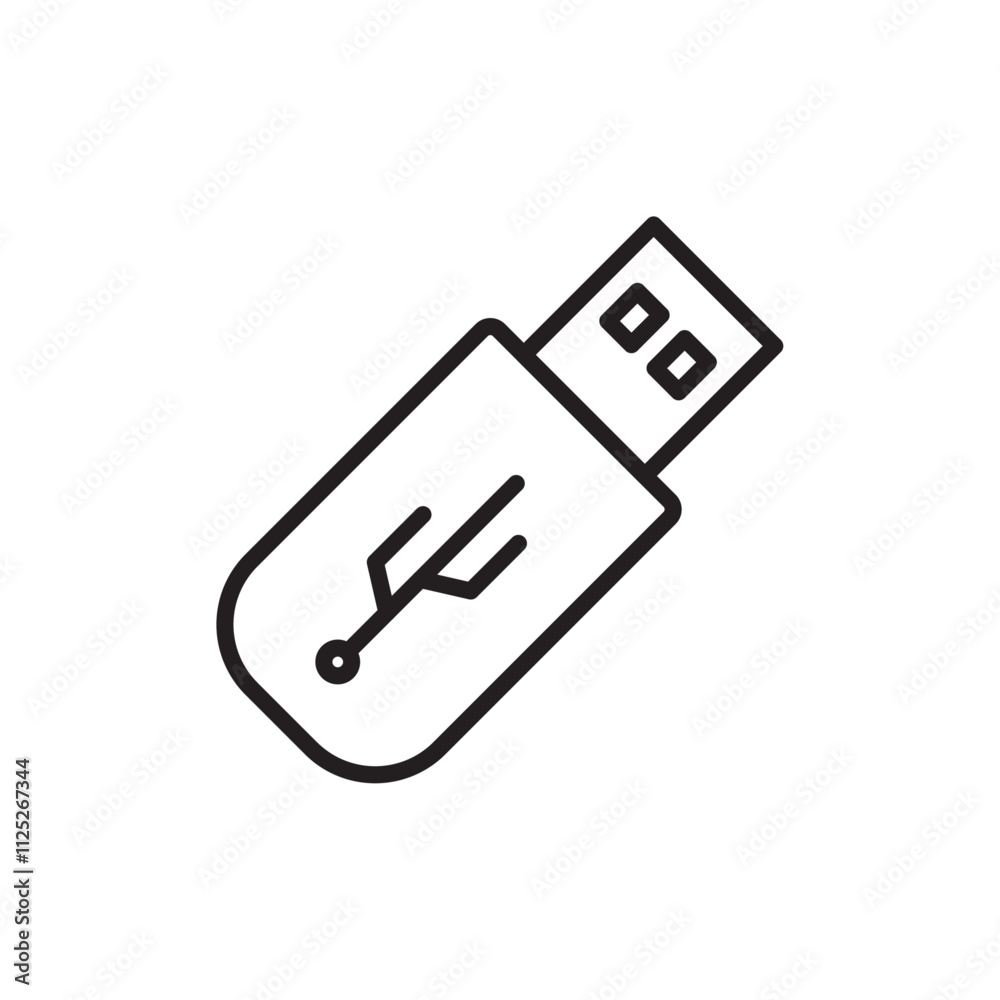 usb drive icon Flat art in black and white isolated usb drive icon Flat art in black and white isolated