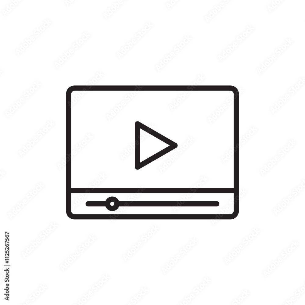 Video tutorial icon Flat art in black and white isolated Video tutorial icon Flat art in black and white isolated