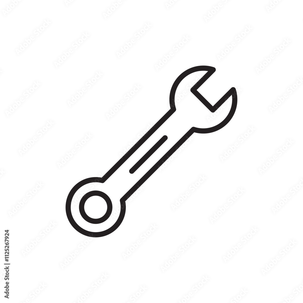 Wrench icon Flat art in black and white isolated Wrench icon Flat art in black and white isolated