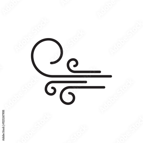 Windy icon Flat art in black and white isolated