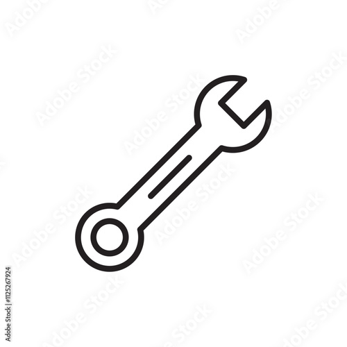 Wrench icon Flat art in black and white isolated