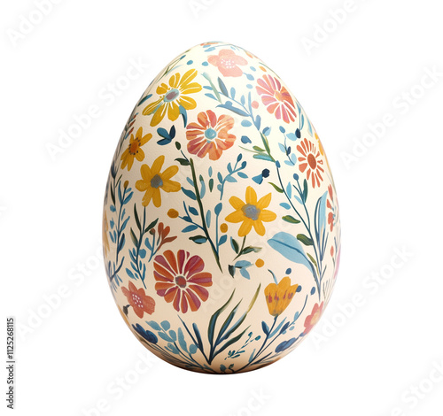 isolated Easter egg decorated with floral pattern