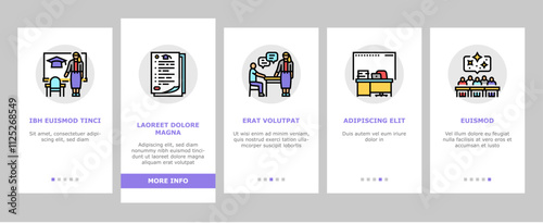 primary school teacher education onboarding mobile vector classroom elementary, learning class, child people, children, desk boy, teaching primary school teacher education illustrations