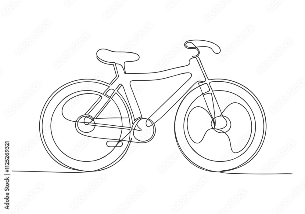 Continuous One-Line Drawing of a Bicycle - Minimalist Outdoor Design Continuous One-Line Drawing of a Bicycle - Minimalist Outdoor Design