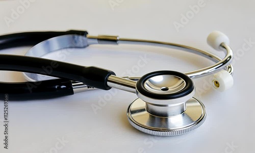 Stethoscope on White Table Close Up Detail