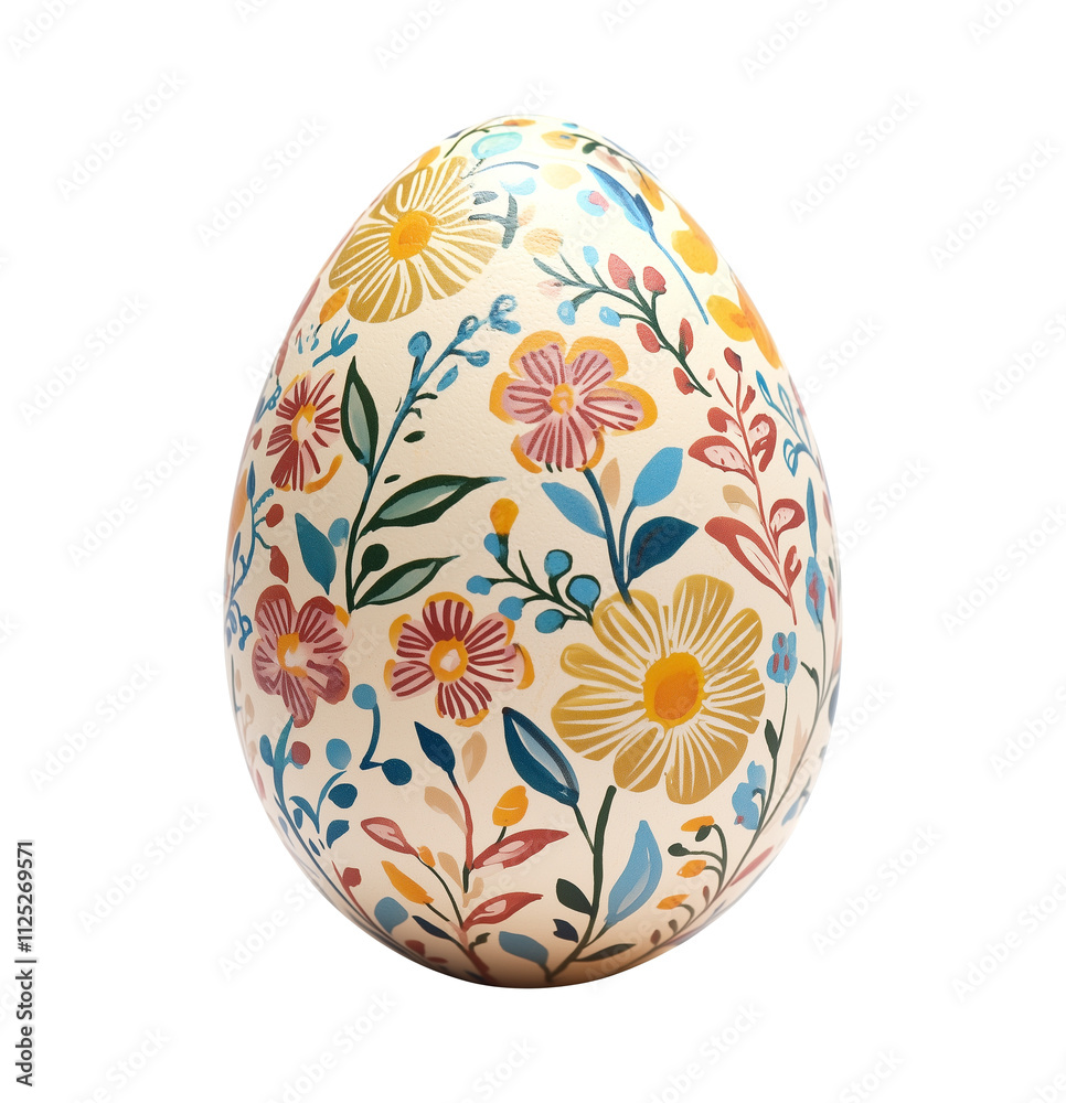 isolated Easter egg decorated with floral pattern
