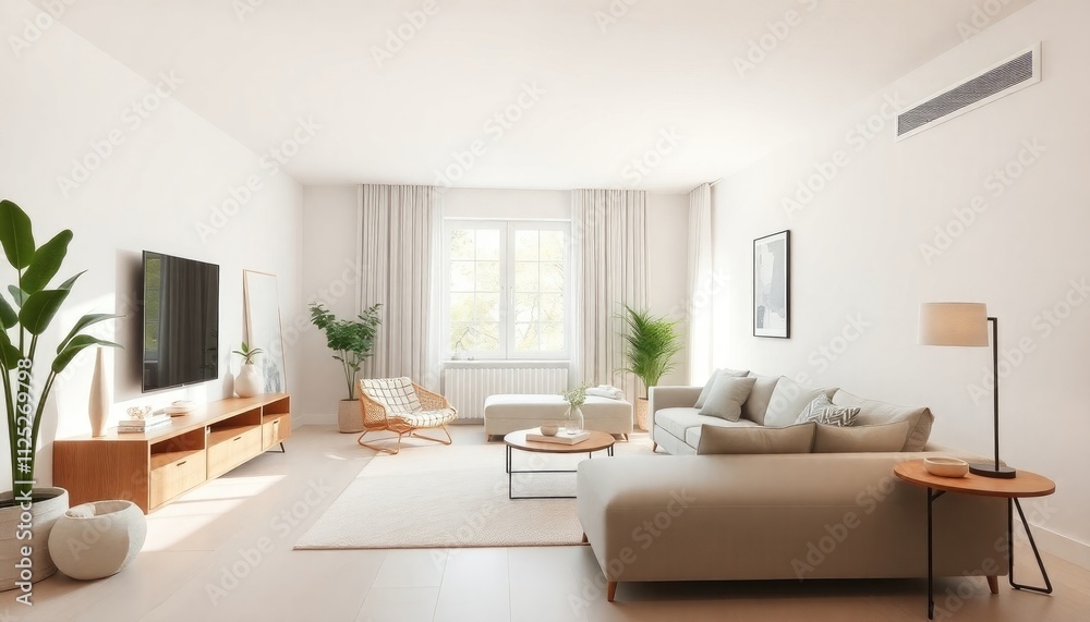 Living room simple with minimalist furniture, neutral tones, a clear and uncluttered space, and plenty of natural light to keep it airy Living room simple with minimalist furniture, neutral tones, a clear and uncluttered space, and plenty of natural light to keep it airy