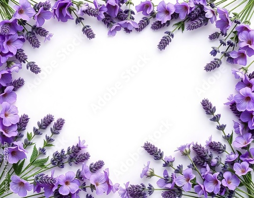 Delicate Purple Floral Arrangement on White Background