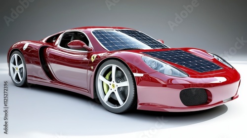 Innovative solar-powered vehicle design modern studio automotive model sleek environment dynamic perspective energy concept