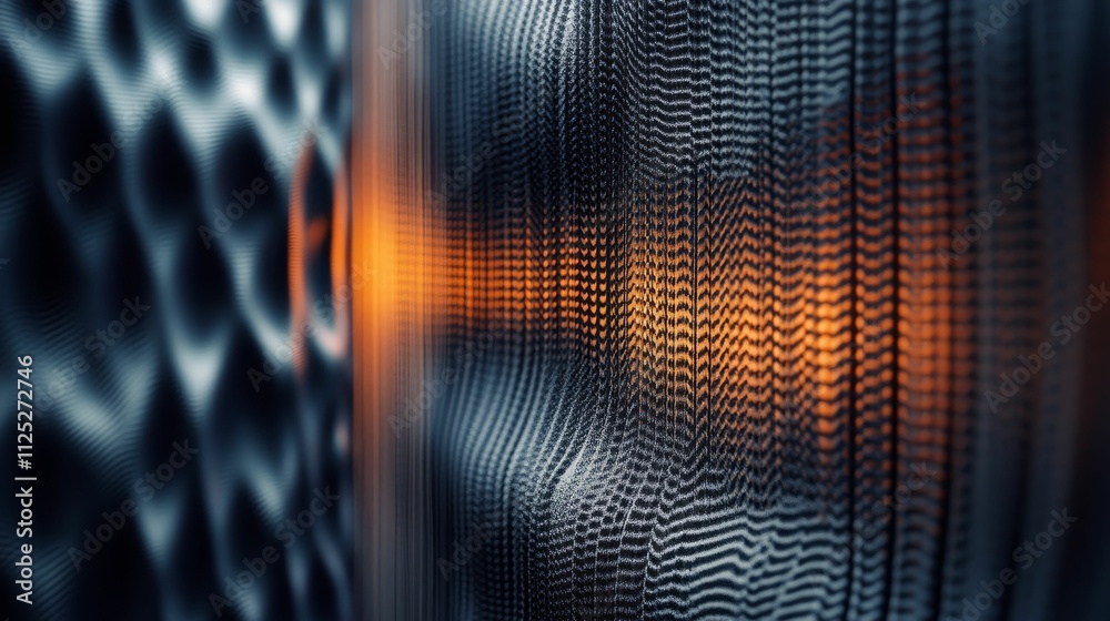 Fotografie Abstract textured surface; dark, wavy, orange glow.