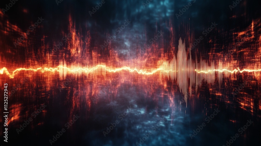 Glowing waveform, digital energy, dark background. Glowing waveform, digital energy, dark background.