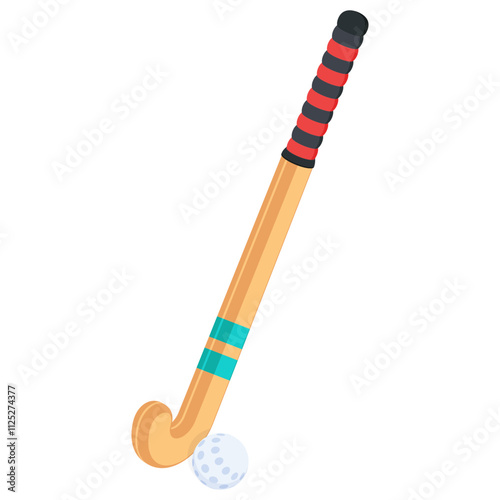 Isometric Field Hockey Stick and Ball