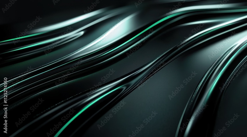 abstract background with green glowing lines on a black surface abstract background with green glowing lines on a black surface