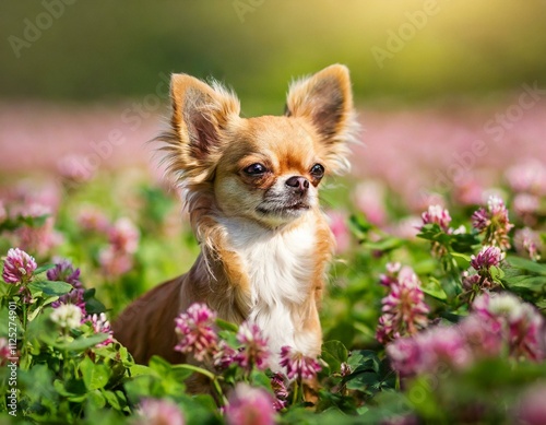 Zwischen Klee auf einer Wiese photo